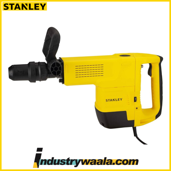 Stanley STHM10K-IN: 1600W, 10kg demolition hammer with SDS-Max, 7 chisels, and kit box. Ideal for heavy-duty demolition tasks.