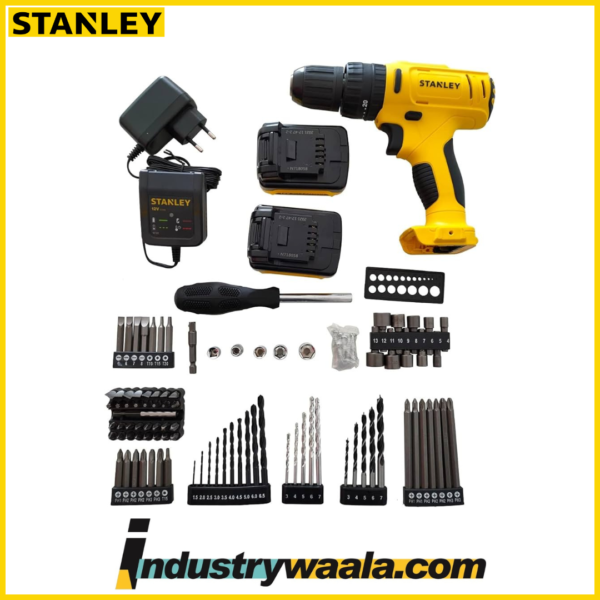 Stanley SCH121S2KA-B1 – 10 mm, 12 V Li-Ion Cordless Hammer Drill Driver With 100 Pieces Accessory Kit