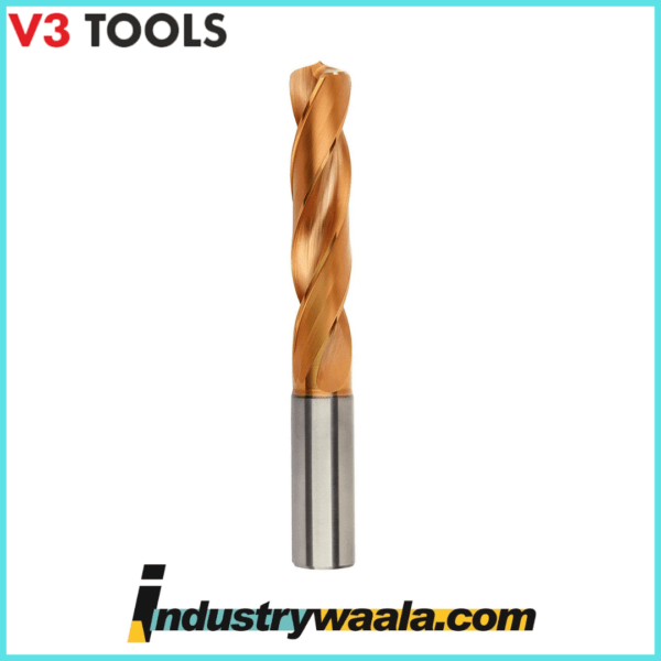 V3 Tools 15.0 X 15.0 X 77 X 133 MM VX 3 Tisinos 65 HRC Solid Carbide Through Coolant Drill